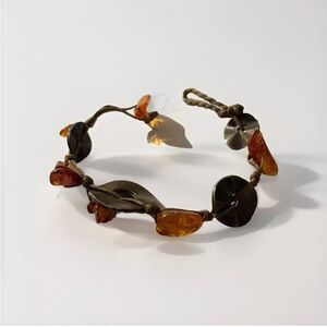 Handmade Amber/Brass Wrap Bracelet
